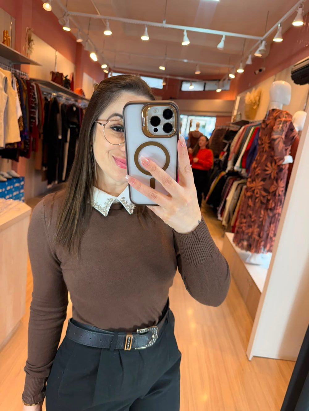 Blusa de Tricô Gola Polo