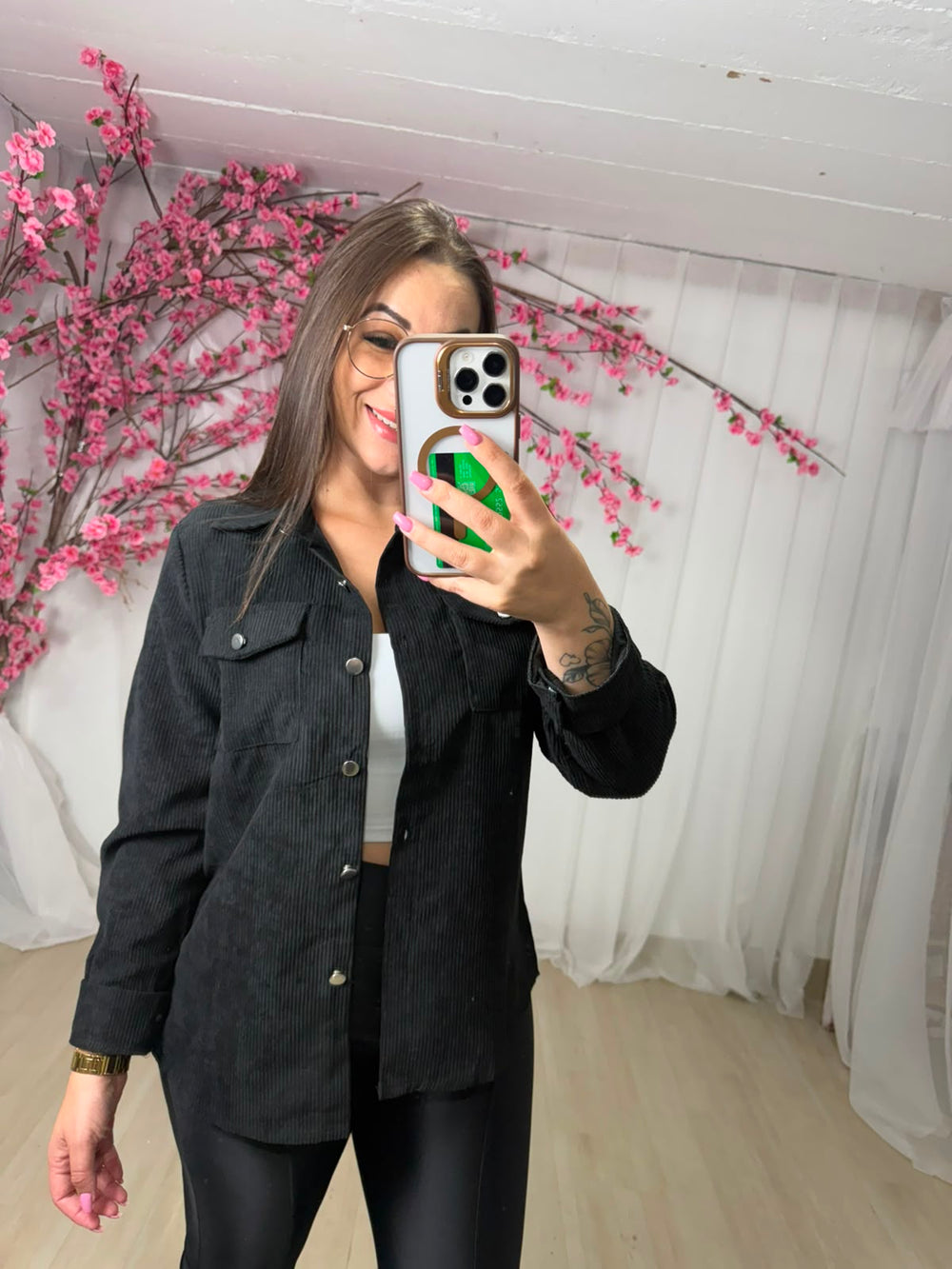 Camisa Overshirt em Veludo Cotelê