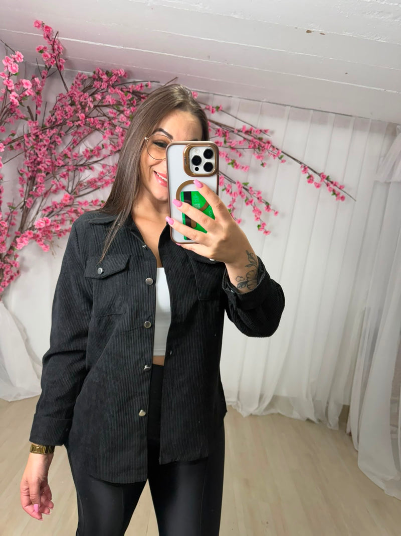 Camisa Overshirt em Veludo Cotelê